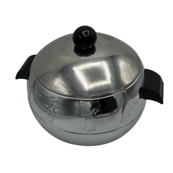 West Bend Penguin Hot Cold Server Roll Warmer Chrome Ice Bucket Bakelite Vtg MCM - Picture 1 of 10